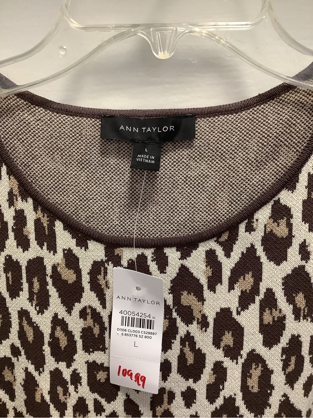 NWT Ann Taylor Leopard Print Knit Peplum Top (Sz L) - Picture 4 of 7